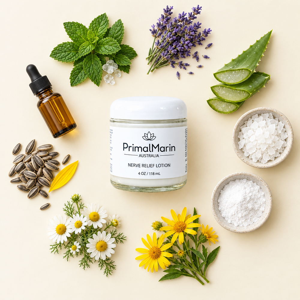 PrimalMarin jar surrounded by its ingredients